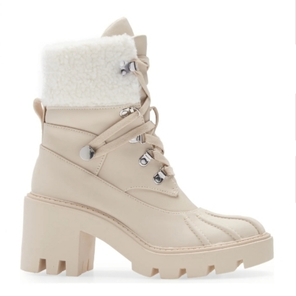STEVE MADDEN Northern Faux Fur Trim Sand Boot - Picture 3 of 10